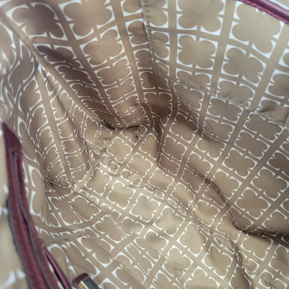 Liz Claiborne Dark Red Vegan Leather Oversized Tote w Tortoise and Gold Hardware
